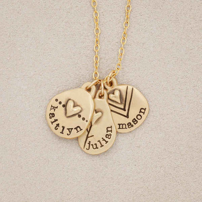 handcrafted 14k yellow gold personalized jumble of love necklace