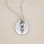 pewter June Birth Flower Necklace with 18" link chain, on beige background