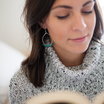 Silver Leaf Birthstone Earrings {Sterling Silver}