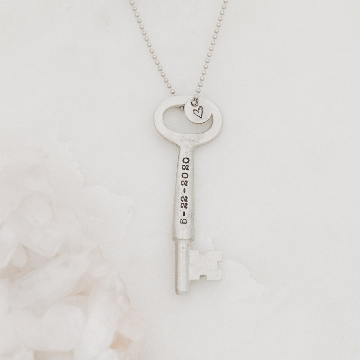 Key to my heart necklace handcrafted in pewter with up to three keys customizable with a name