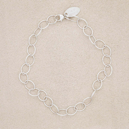 Large Round Link Bracelet Chain {Sterling Silver}