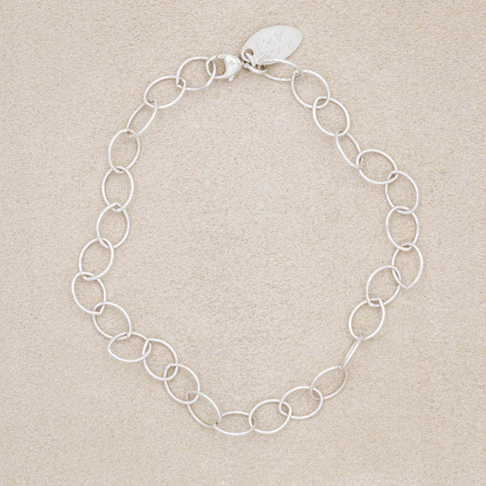 Large Round Link Bracelet Chain {Sterling Silver}