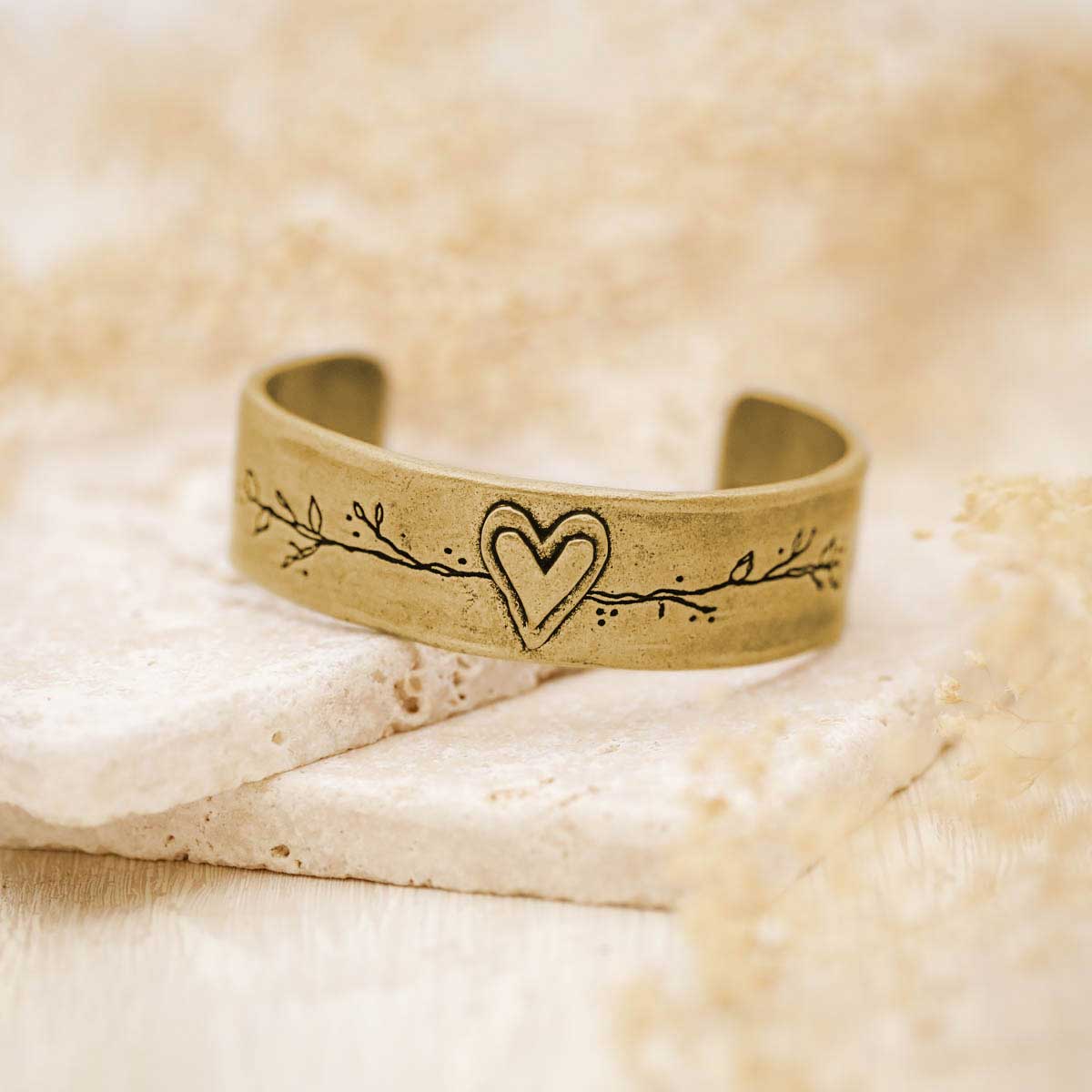 Gold plated Let Love Grow cuff