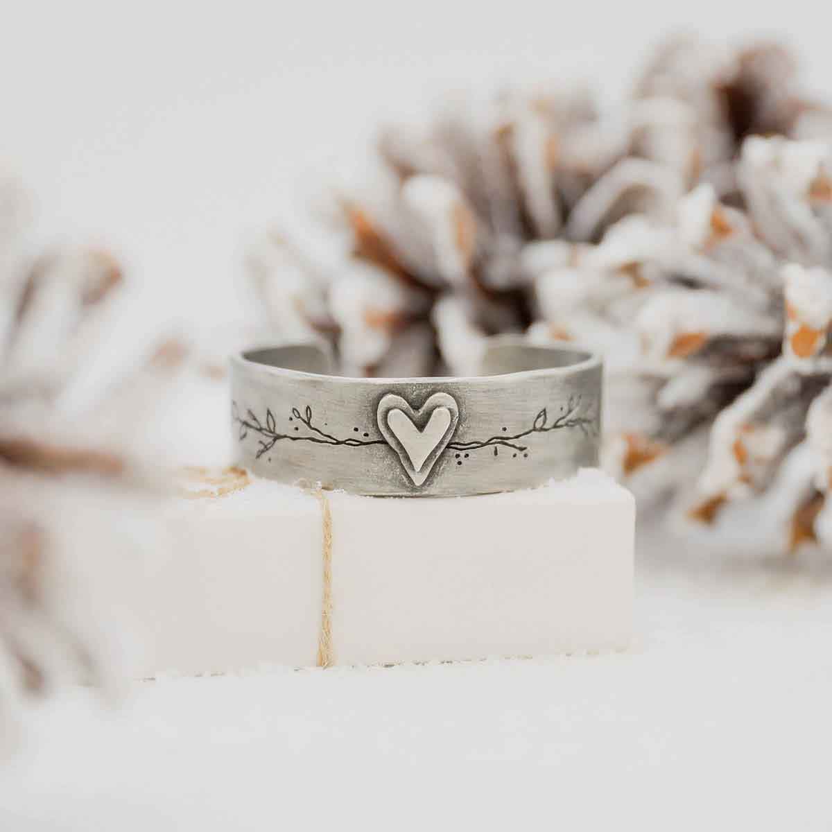 Let love grow pewter cuff