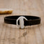 Life Forever bracelet handcrafted in black latigo leather and a sterling silver toggle closure