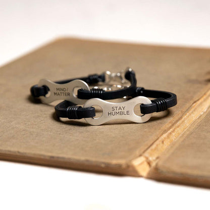 Linked Together Leather Bracelet (Sterling Silver)