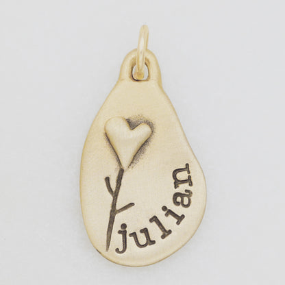 Heart with Flower Charm {Gold Plated}