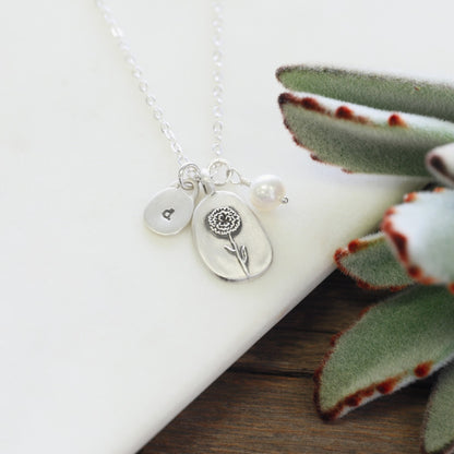 January Birth Flower Necklace in Sterling Silver