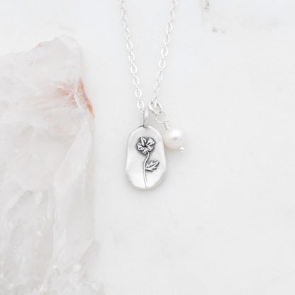 February Birth Flower Necklace in Sterling Silver