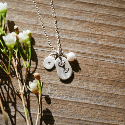 February Birth Flower Necklace in Sterling Silver