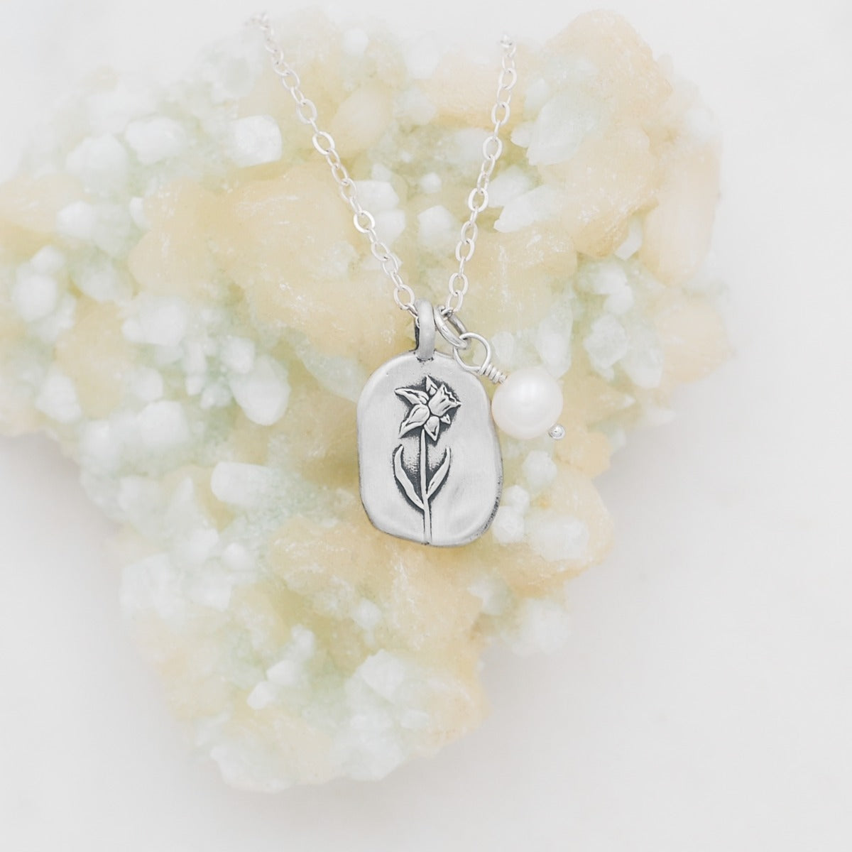 March Birth Flower Necklace in Sterling Silver