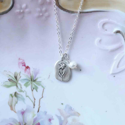 March Birth Flower Necklace in Sterling Silver