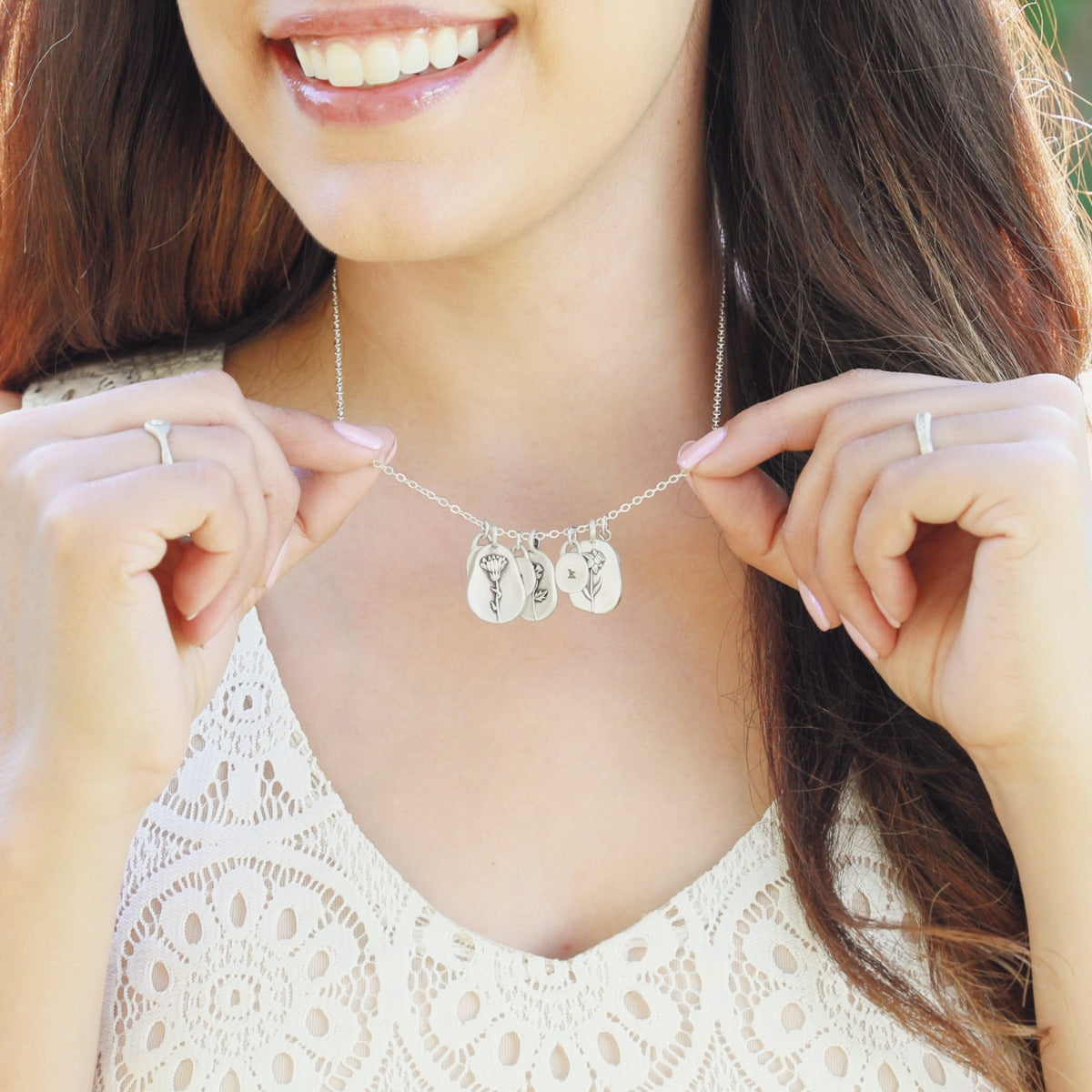 March Birth Flower Necklace in Sterling Silver