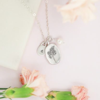 April Birth Flower Necklace in Sterling Silver