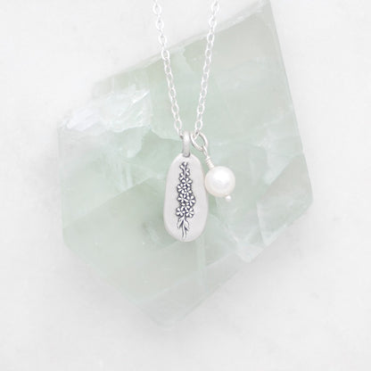 July Birth Flower Necklace {Sterling Silver}