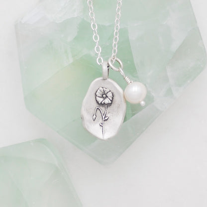 August Birth Flower Necklace {Sterling Silver}