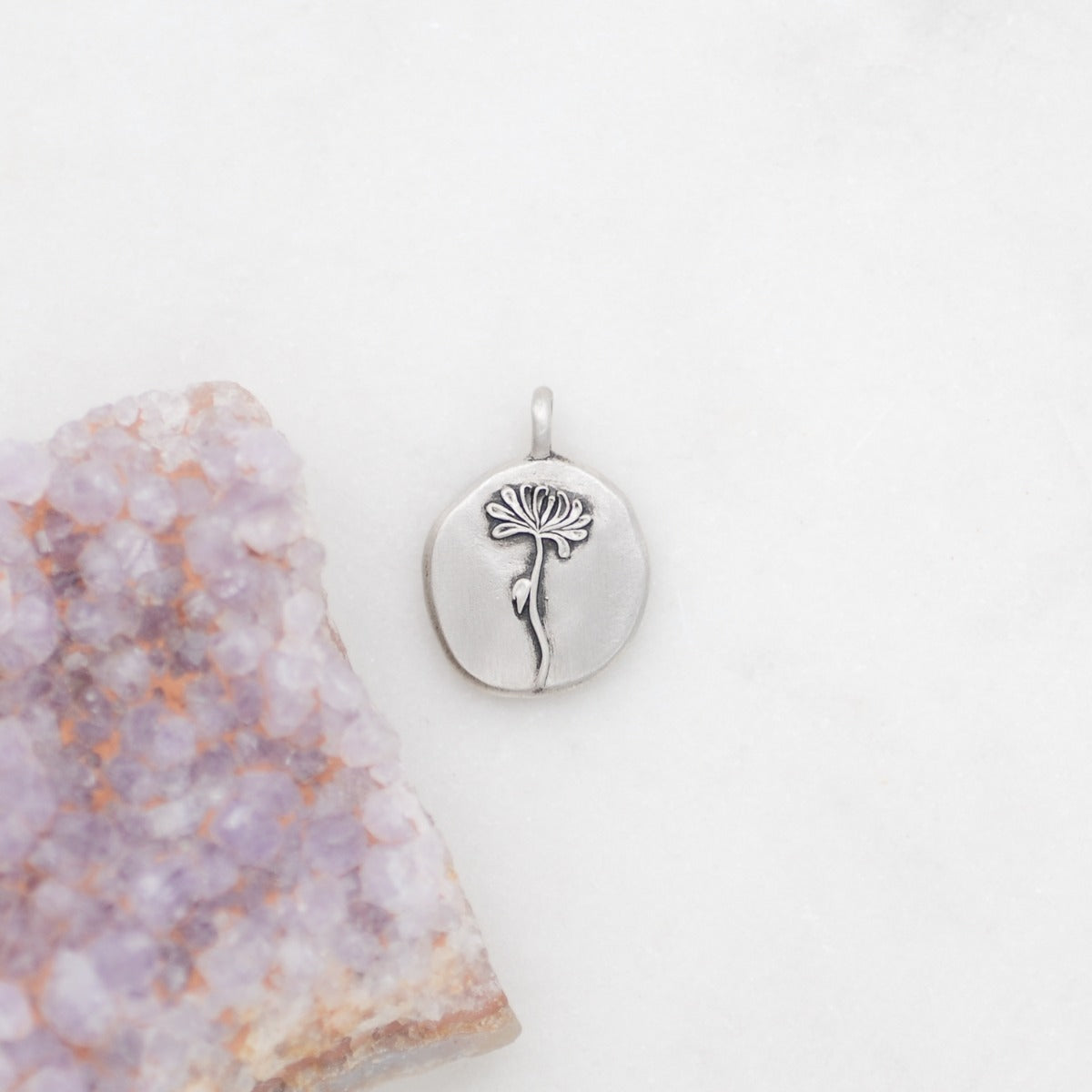 November Birth Flower Charm {Sterling Silver}