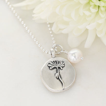 November Birth Flower Necklace {Sterling Silver}