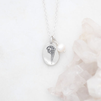 December Birth Flower Necklace {Sterling Silver}