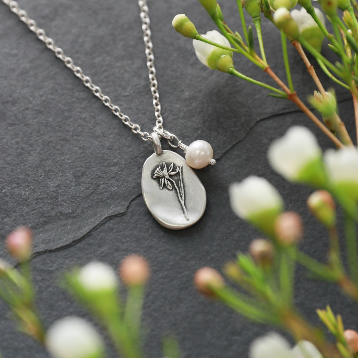 December Birth Flower Necklace {Sterling Silver}