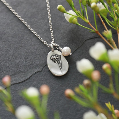 December Birth Flower Necklace {Sterling Silver}