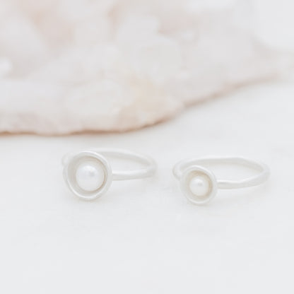 Nesting Freshwater Small Pearl Ring {Sterling Silver}