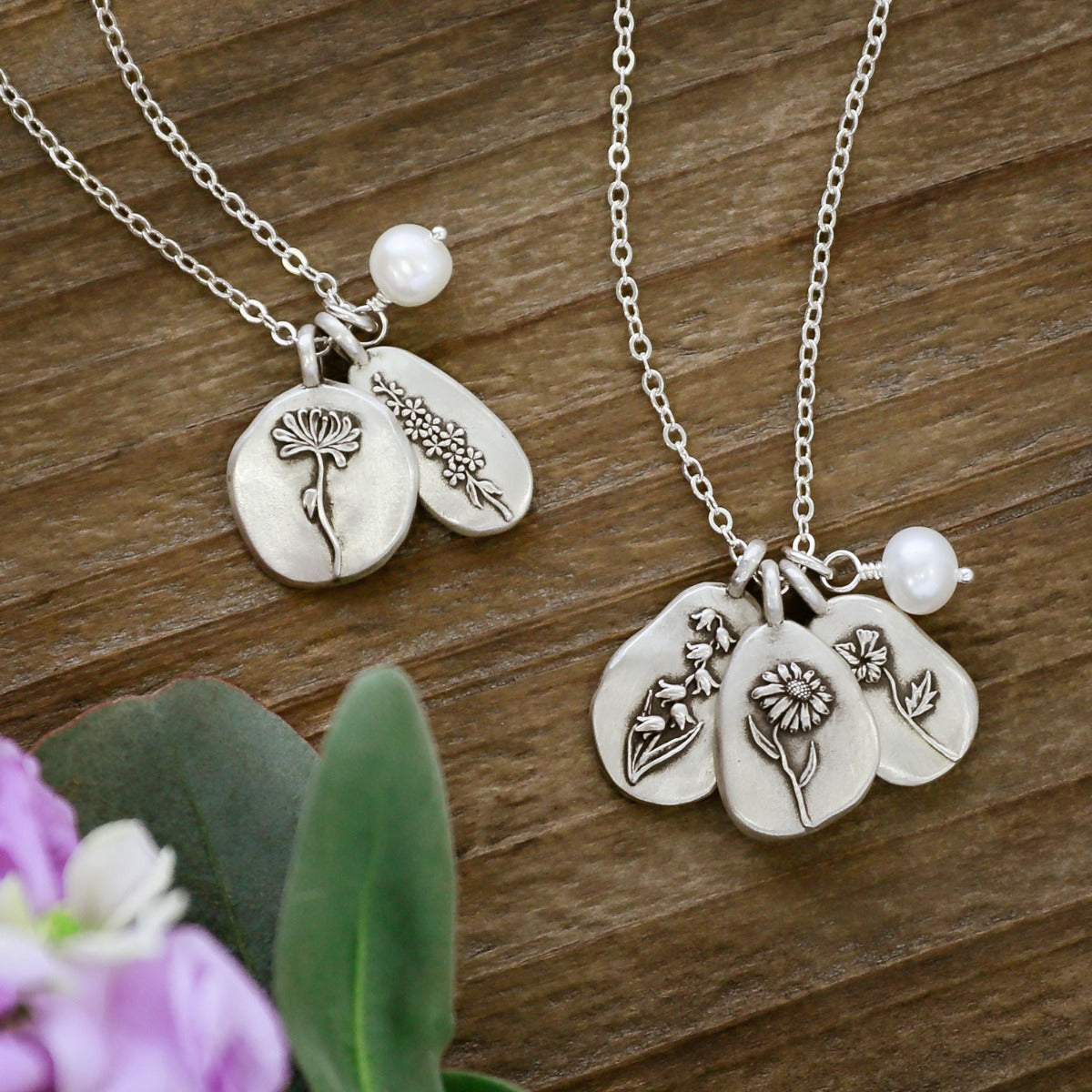 Birth Flower Necklace {Sterling Silver}