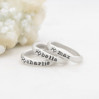 Furry Footprint Stacking Ring {Sterling Silver}