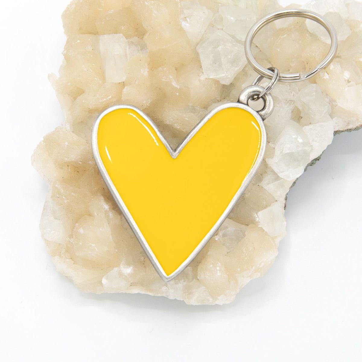 Brave Love® Yellow Heart Keychain {Pewter}