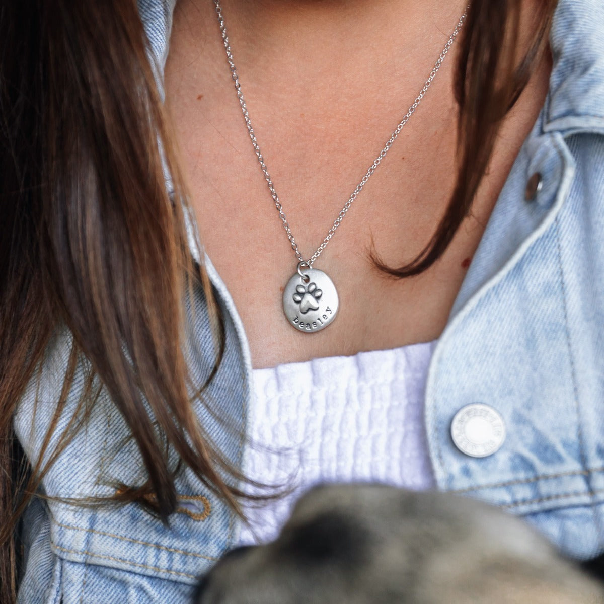 Furry Footprint Necklace {Pewter}