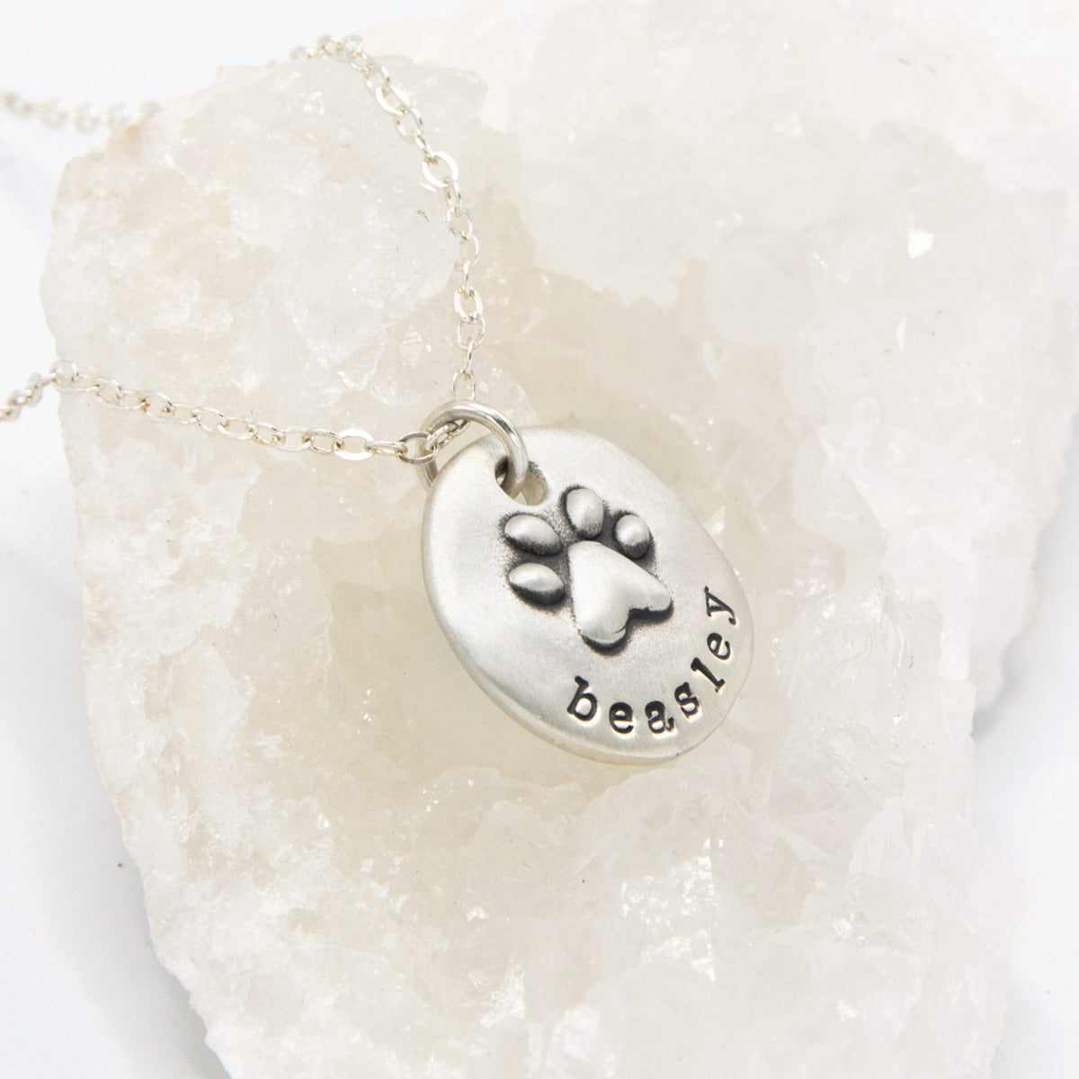 Furry Footprint Necklace {Pewter}