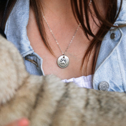 Furry Footprint Necklace {Sterling Silver}