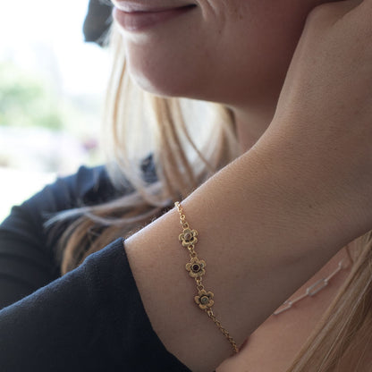 Mother's Birthstone Bloom Bracelet {Gold Plated}