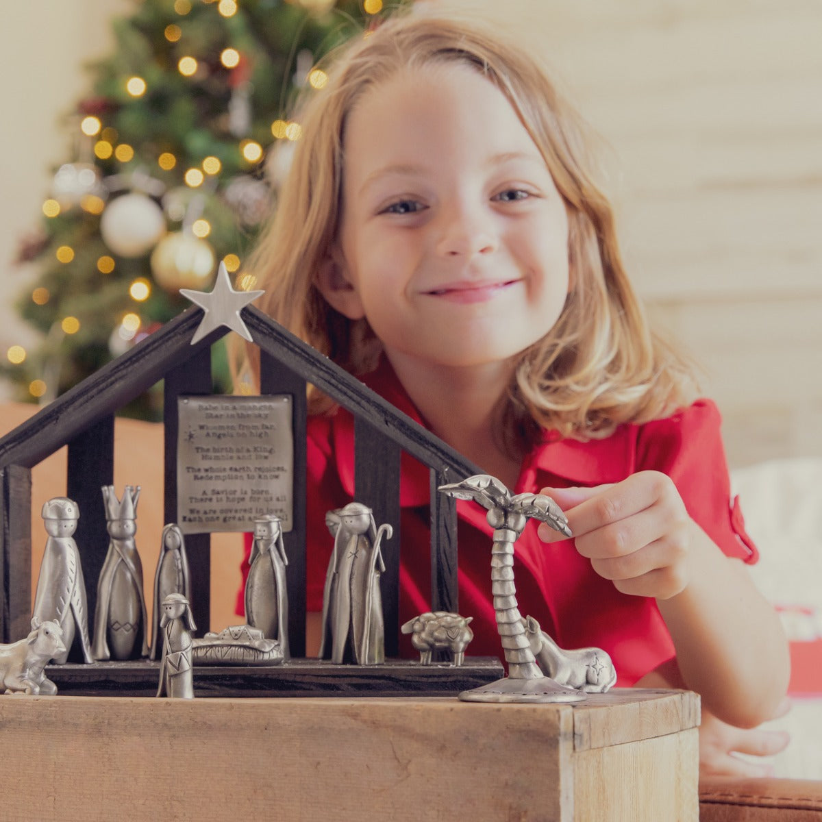 christmas nativity palm tree figurine {pewter}