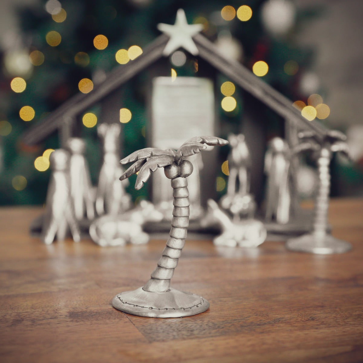 christmas nativity palm tree figurine {pewter}