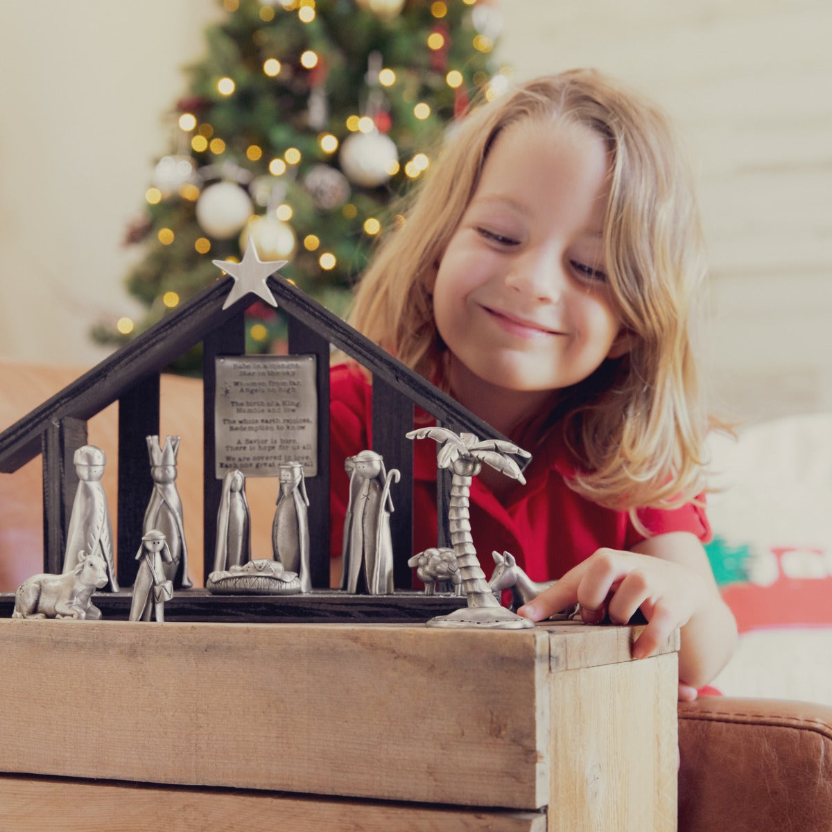 christmas nativity palm tree figurine {pewter}