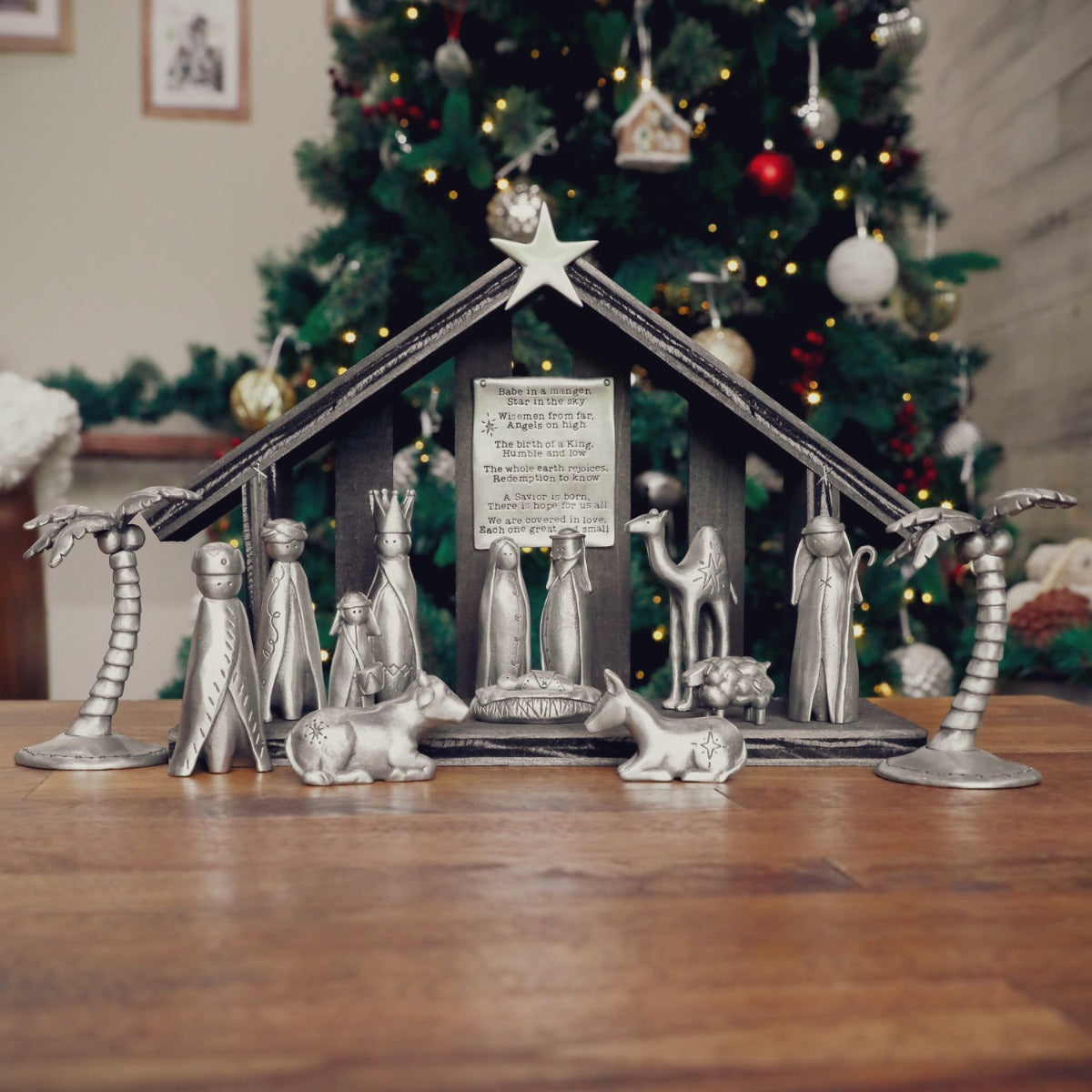 christmas nativity palm tree figurine {pewter}