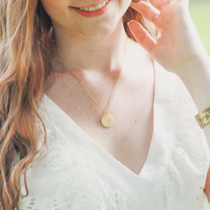 Small and Mighty Heart Disc Necklace {Gold Plated}