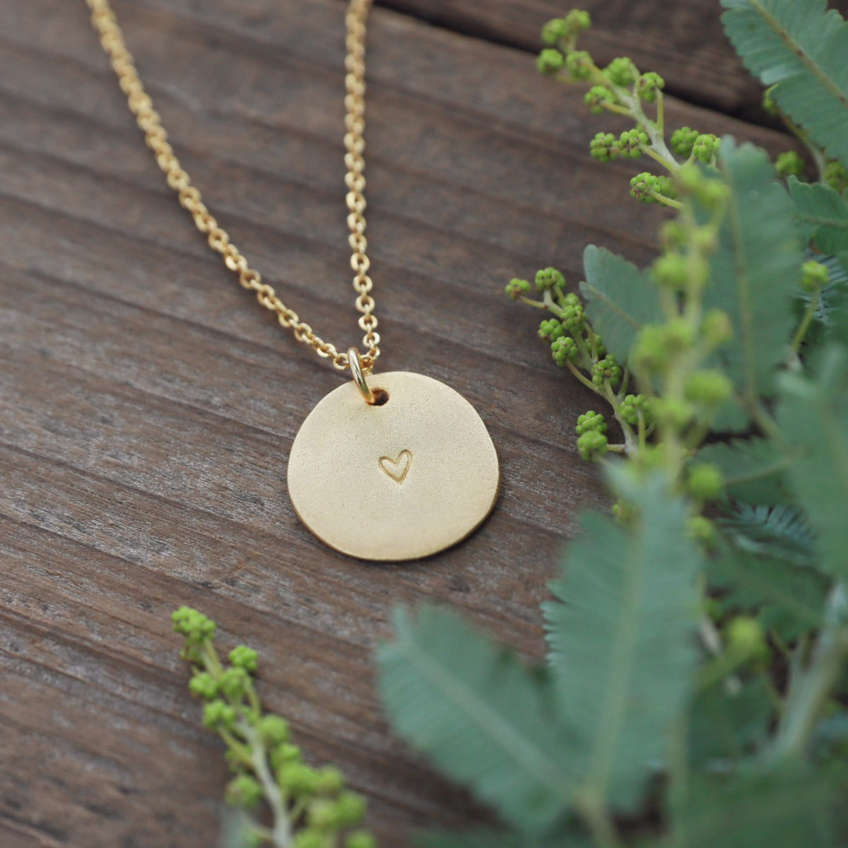 Small and Mighty Heart Disc Necklace {Gold Plated}