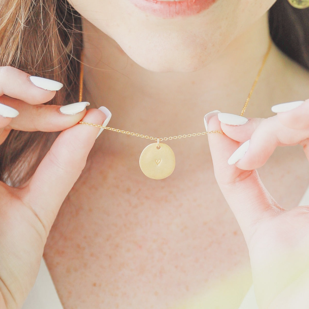 Small and Mighty Heart Disc Necklace {Gold Plated}