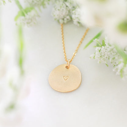 Small and Mighty Heart Disc Necklace {Gold Plated}