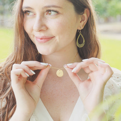 Small and Mighty Heart Disc Necklace {Gold Plated}