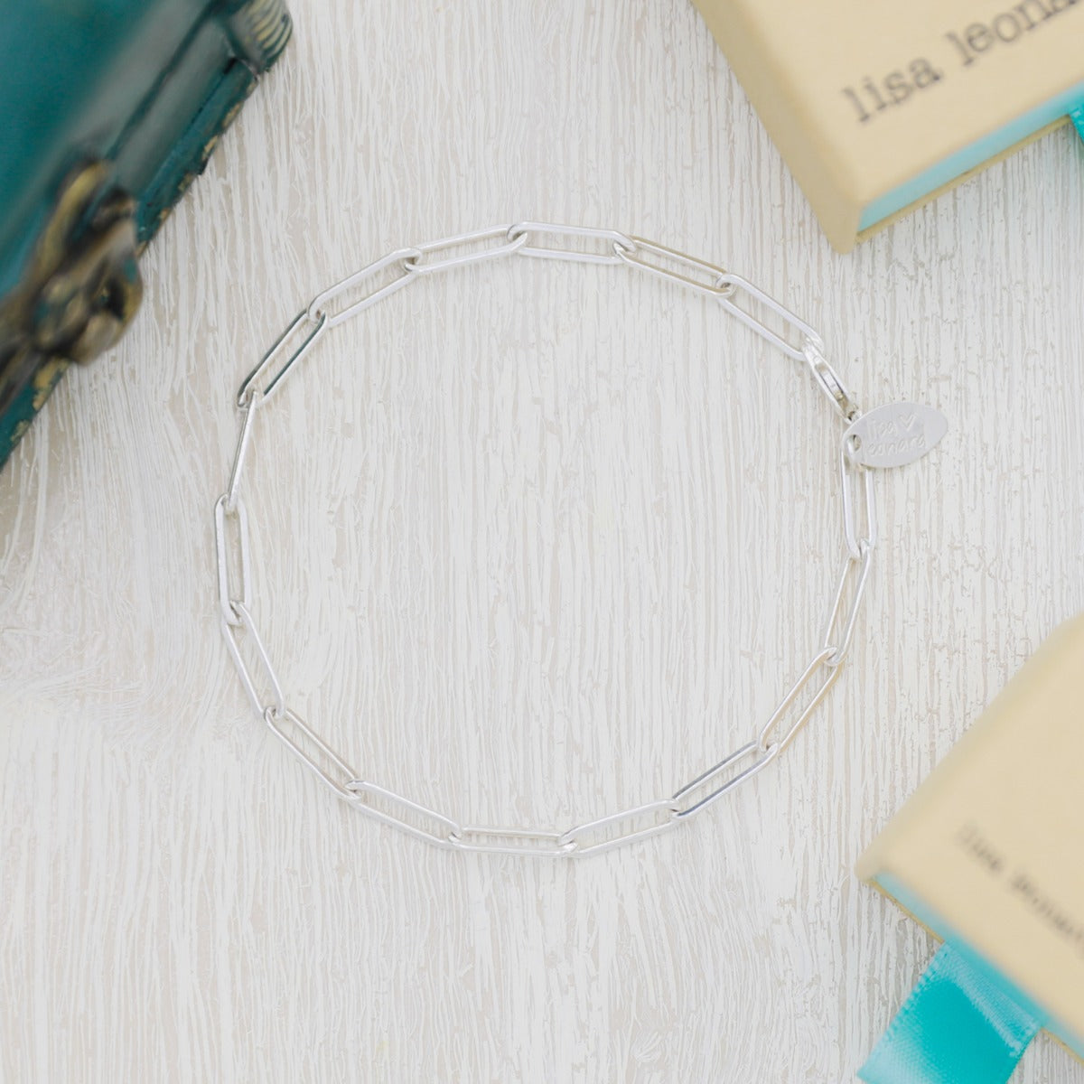 Large Oval Link Bracelet Chain {Sterling Silver}