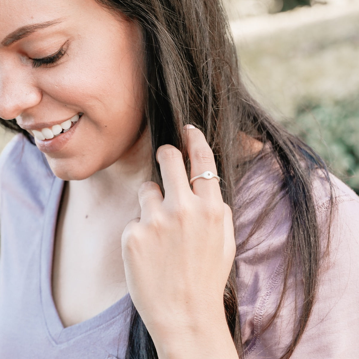 Initial Stacking Ring {Sterling Silver}