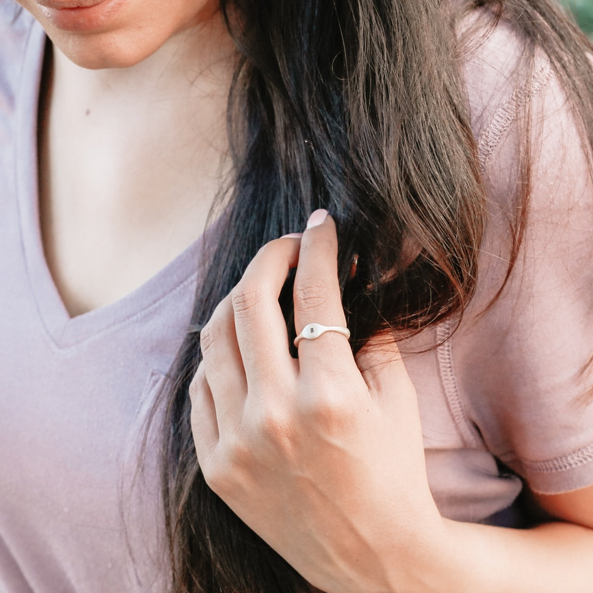 Initial Stacking Ring {Sterling Silver}