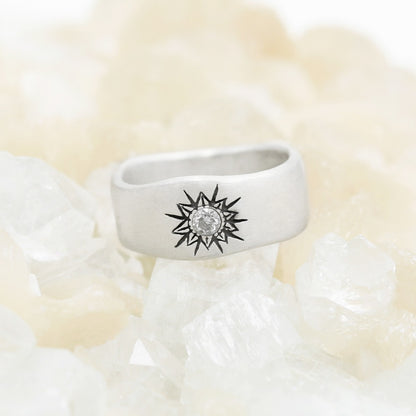 Sunburst Crystal Ring {Sterling Silver}