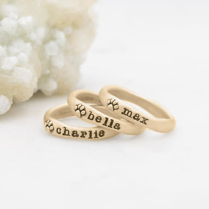 Furry Footprint Stacking Ring {10k Gold}