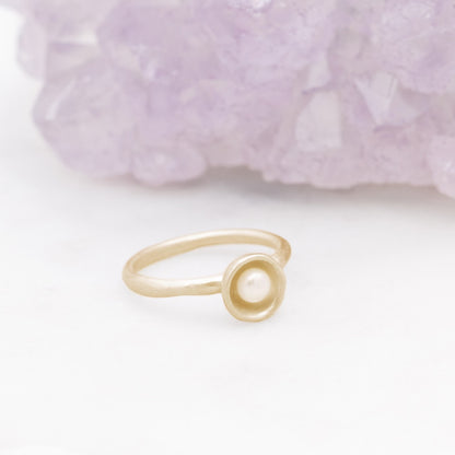 Nesting Freshwater Small Pearl Ring {14k Gold}