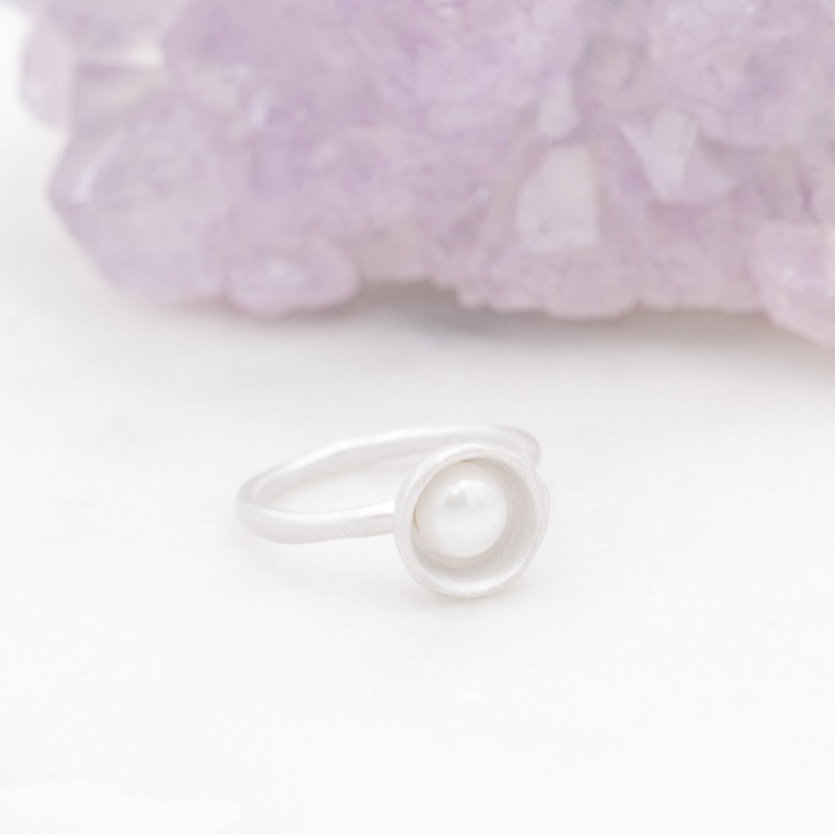 Nesting Freshwater Large Pearl Ring {Sterling Silver}