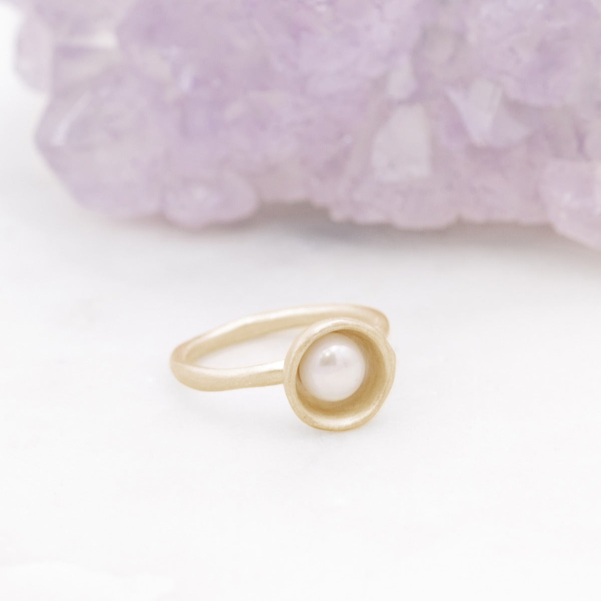 Nesting Freshwater Large Pearl Ring {10k Gold}